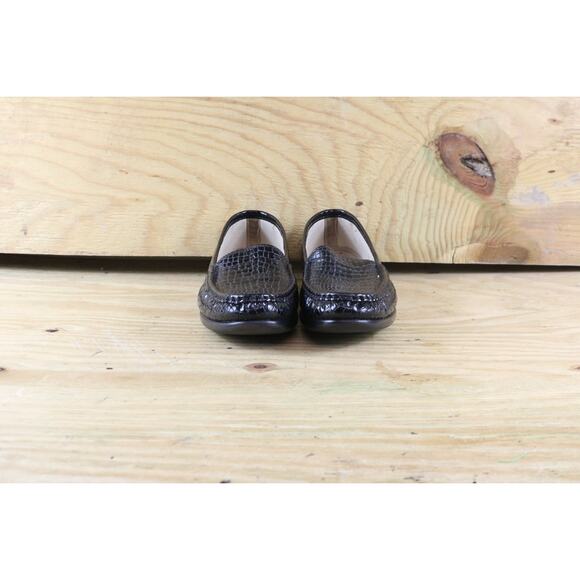 SAS Shoes Womens 8.5 N Simplify Croc Print Tripad Comfort Black Leather Loafers - Picture 2 of 7